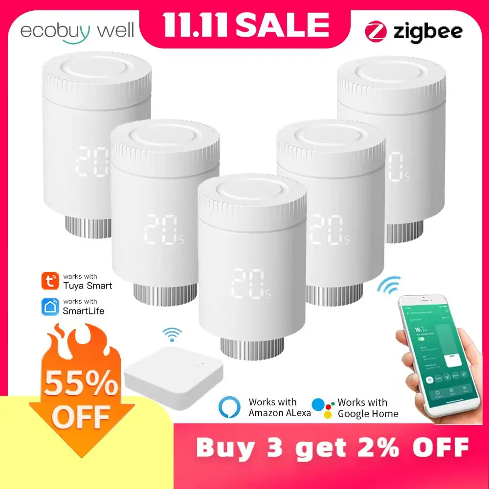 Tuya Zigbee 3.0 Thermostatic Valve Radiator Smart Thermostat Radiator Valve Connected Thermostatic Valves Alexa Google Home
Tuya Zigbee 3.0 Thermostatic Valve Radiator Smart Thermostat Radiator Valve Connected Thermostatic Valves Alexa Google Home