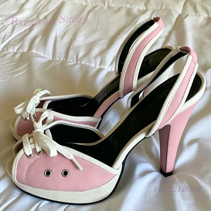 Cute Pink Canvas Lace Up Kitten Heels Sandals Peep Toe Women Black White Platform Shoes Yellow Patchwork Back Straps Women Shoes
Cute Pink Canvas Lace Up Kitten Heels Sandals Peep Toe Women Black White Platform Shoes Yellow Patchwork Back Straps Women Shoes
