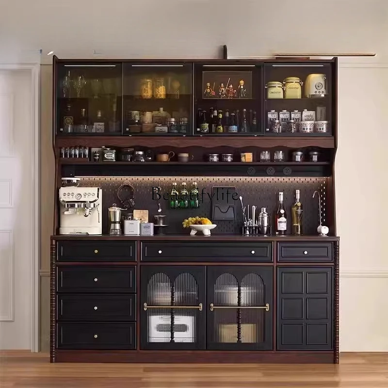 French retro solid wood against the wall integrated antique high cabinet storage storage wine cabinet
French retro solid wood against the wall integrated antique high cabinet storage storage wine cabinet