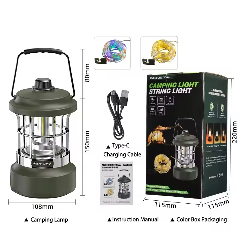 Vintage Portable LED String Lights Stepless Dimming Camping Lantern for Outdoor Hiking Fishing Emergency Home Hanging Tent Lamp
Vintage Portable LED String Lights Stepless Dimming Camping Lantern for Outdoor Hiking Fishing Emergency Home Hanging Tent Lamp