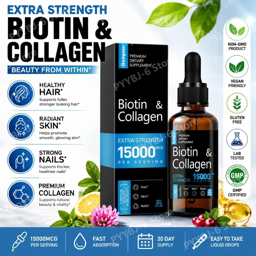 Googeer Biotin Collagen Drops 15000 Mcg Per Serving 30ml 1 Fl Oz Bottle with Ginseng and Licorice Extracts Supports Hair Care
Googeer Biotin Collagen Drops 15000 Mcg Per Serving 30ml 1 Fl Oz Bottle with Ginseng and Licorice Extracts Supports Hair Care