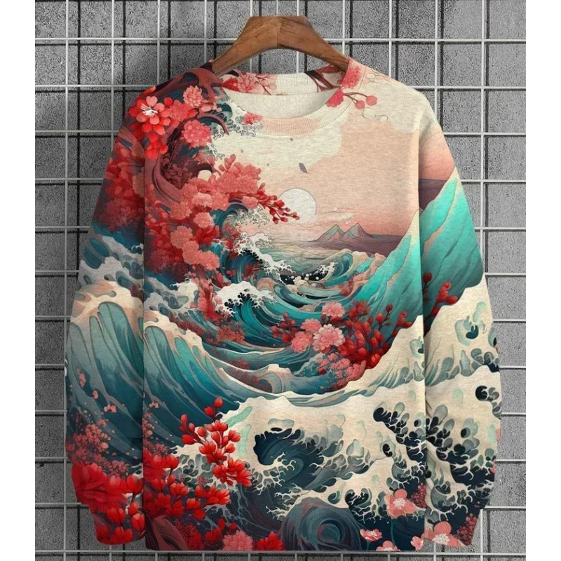 Men's Ukiyoe Wave Hoodie Retro Plant Pattern Pullover Autumn Long Sleeve Loose Sweater Round Neck Top Fashion Casual Men's Wear
Men's Ukiyoe Wave Hoodie Retro Plant Pattern Pullover Autumn Long Sleeve Loose Sweater Round Neck Top Fashion Casual Men's Wear