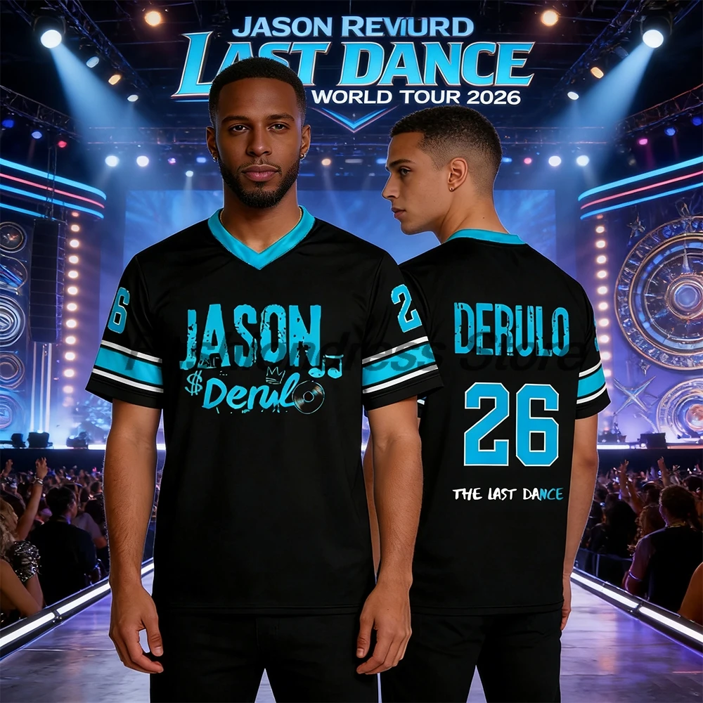 Jason Derulo Last Dance World Tour 2026 Jersey T-shirt V-Neck Short Sleeve Casual Tee Women Men Outdoor Streetwear Tops
Jason Derulo Last Dance World Tour 2026 Jersey T-shirt V-Neck Short Sleeve Casual Tee Women Men Outdoor Streetwear Tops