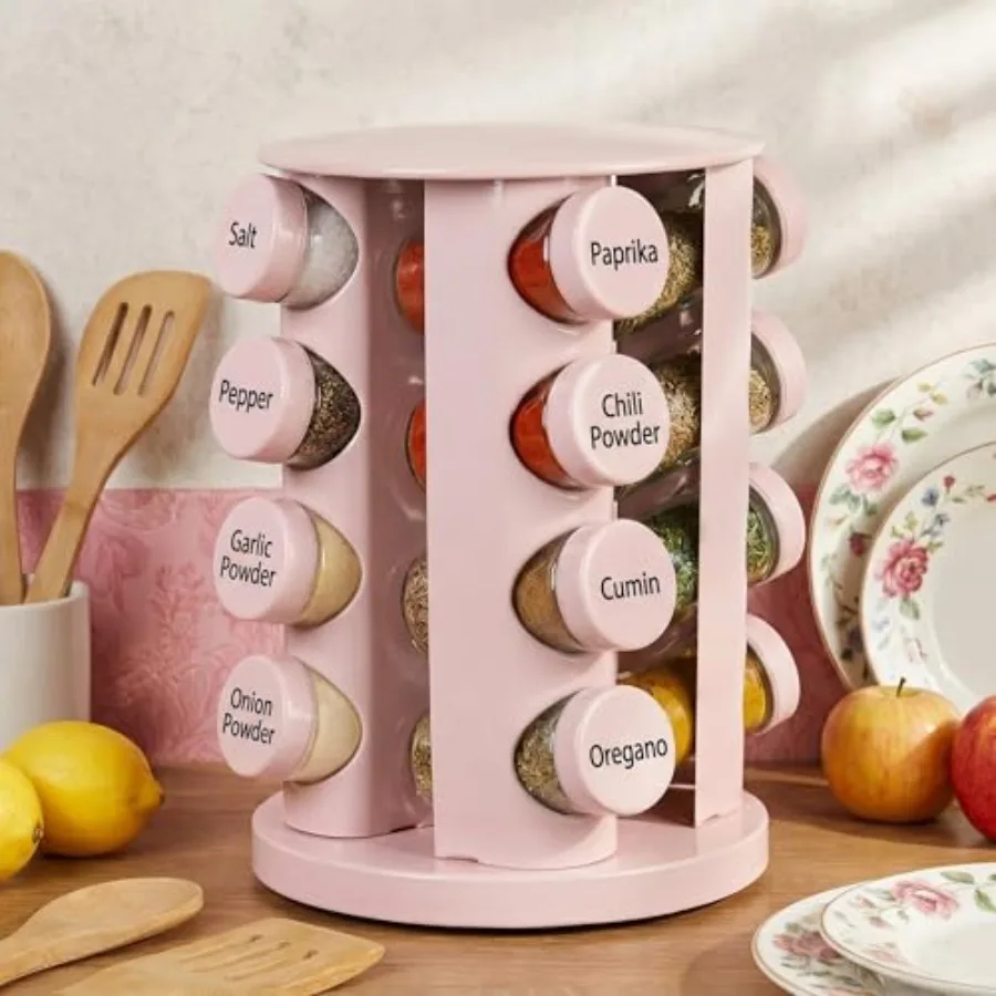 Pink Rotating Spice Rack Seasoning Organizer with 16 Empty Jars Spice Containers Set with Labels and Funnel Revolving Seasoning
Pink Rotating Spice Rack Seasoning Organizer with 16 Empty Jars Spice Containers Set with Labels and Funnel Revolving Seasoning