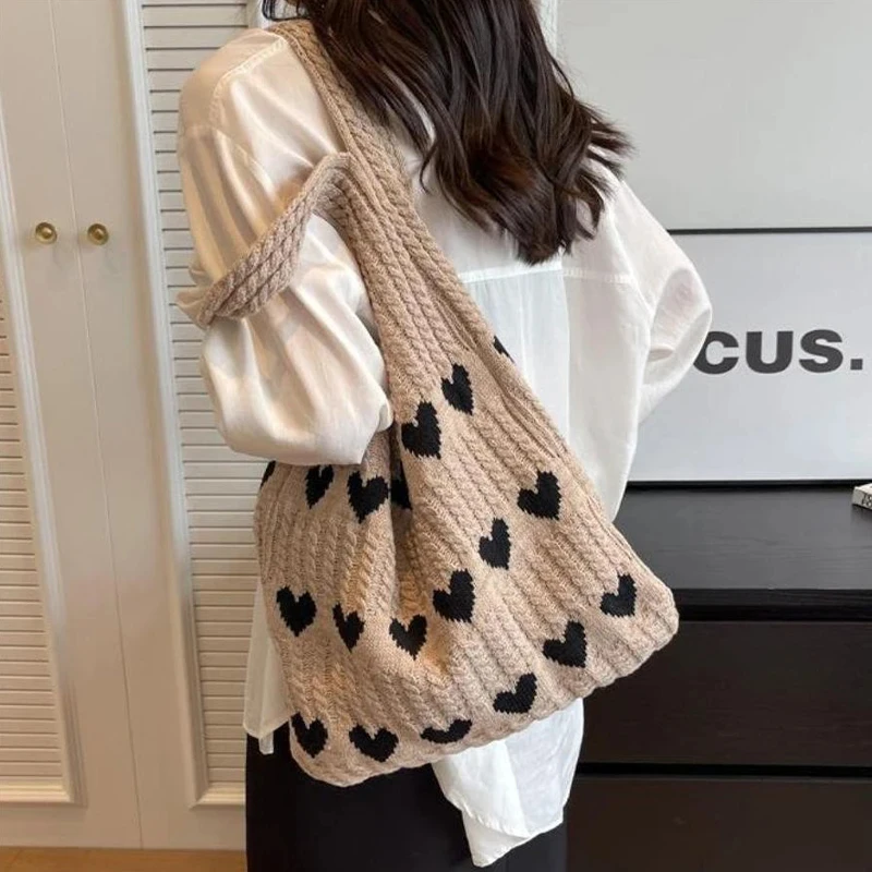 Women's Underarm Knitted Bag Summer Love Shoulder Bag Blocking Crochet Handbag Female Versatile Commute Bag Large Bag
Women's Underarm Knitted Bag Summer Love Shoulder Bag Blocking Crochet Handbag Female Versatile Commute Bag Large Bag
