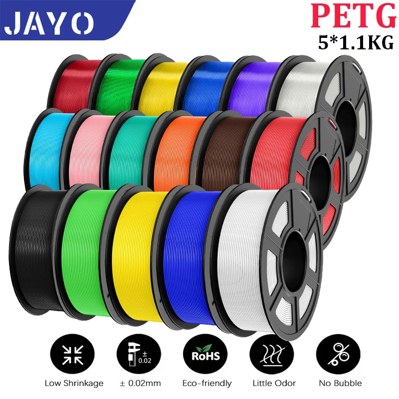 Нити для 3D-принтера JAYO petg PETG 5 рулонов 1,75 мм, смешанные цвета, без пузырьков, FDM, материал для 3D-принтера, сменный блок для 3d-ручки 1,1 кг/1 рулоны
Нити для 3D-принтера JAYO petg PETG 5 рулонов 1,75 мм, смешанные цвета, без пузырьков, FDM, материал для 3D-принтера, сменный блок для 3d-ручки 1,1 кг/1 рулоны