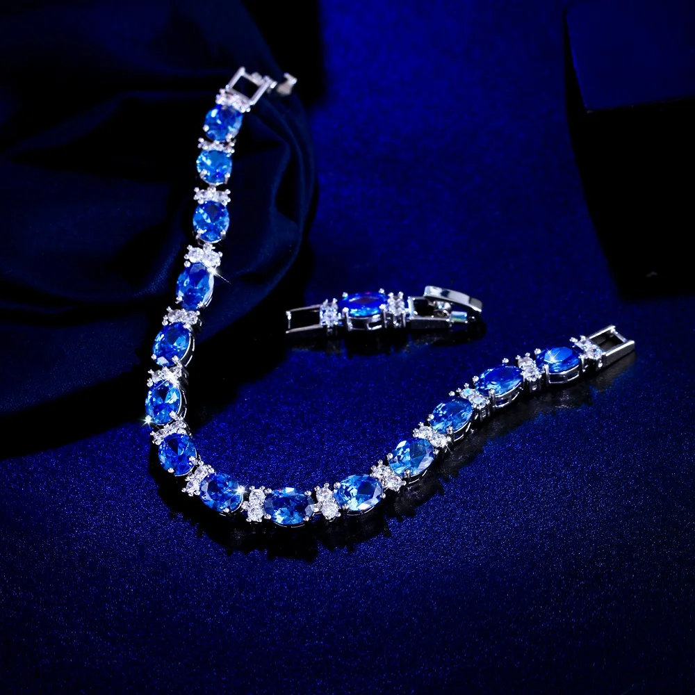 Pera Luxury Clear White Blue Oval Synthetic Tanzanite Women Tennis Chain Bracelets Bangles for Bridal Wedding Party Jewelry B158
Pera Luxury Clear White Blue Oval Synthetic Tanzanite Women Tennis Chain Bracelets Bangles for Bridal Wedding Party Jewelry B158