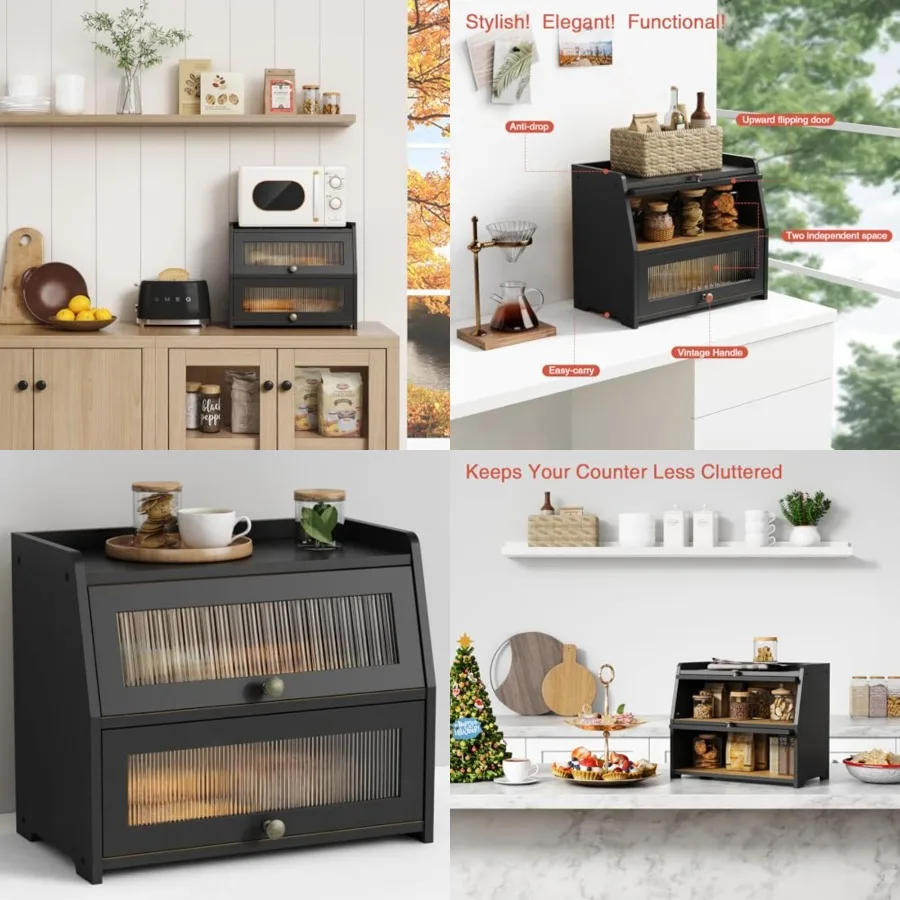 Large Bread Box for Kitchen Countertop, Bread Storage Container for Homemade Bread, Double Layer Farmhouse Breadbox Organizer f
Large Bread Box for Kitchen Countertop, Bread Storage Container for Homemade Bread, Double Layer Farmhouse Breadbox Organizer f