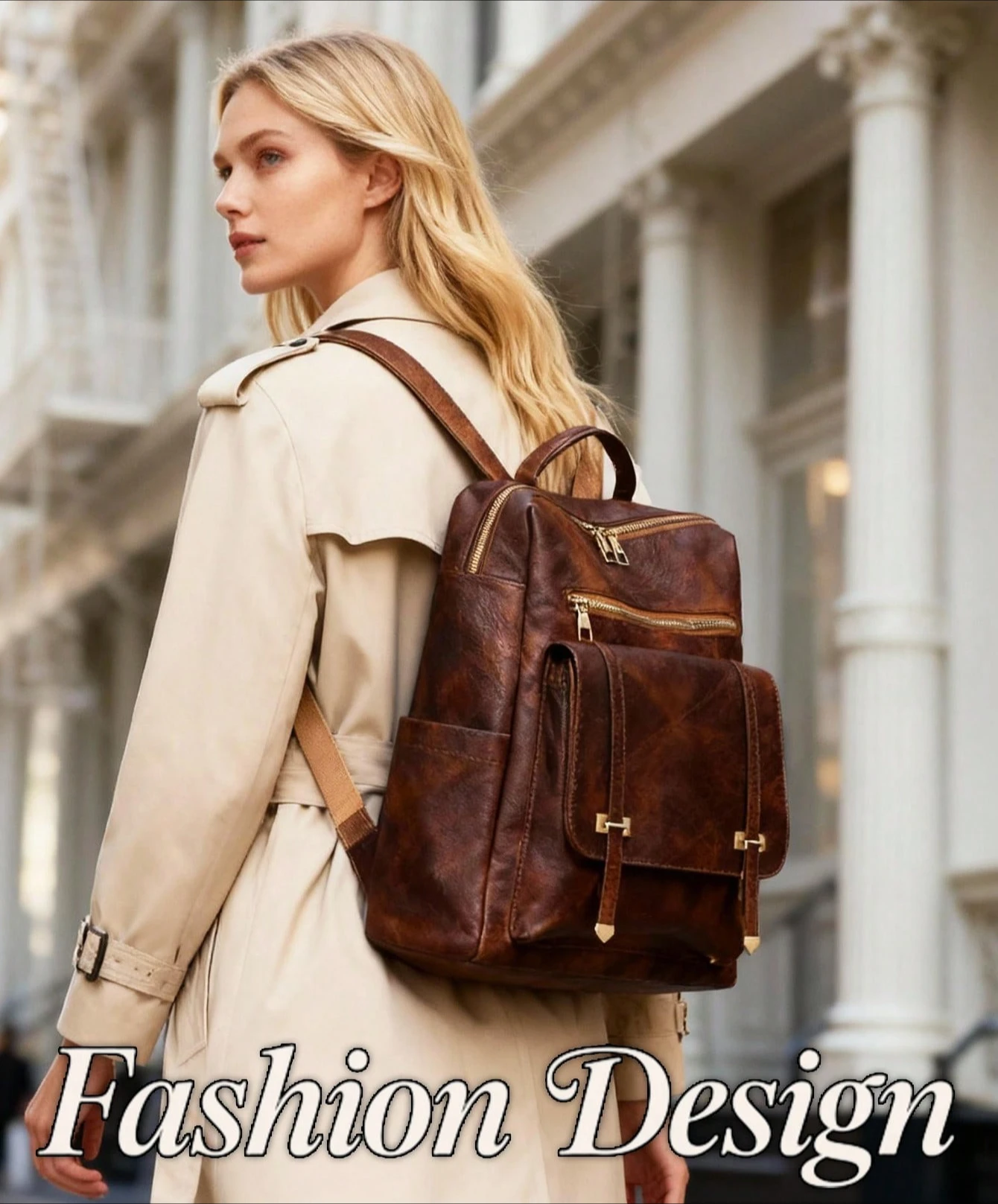 1pc Large-Capacity PU Leather Backpack, Stylish Patchwork Design, Fashionable Women's Retro Daypack, Water-Resistant Feature, For Office, University, Work, Business, Commuting, Outdoor Activities, Travel, School Backpack, School Bag
1pc Large-Capacity PU Leather Backpack, Stylish Patchwork Design, Fashionable Women's Retro Daypack, Water-Resistant Feature, For Office, University, Work, Business, Commuting, Outdoor Activities, Travel, School Backpack, School Bag
