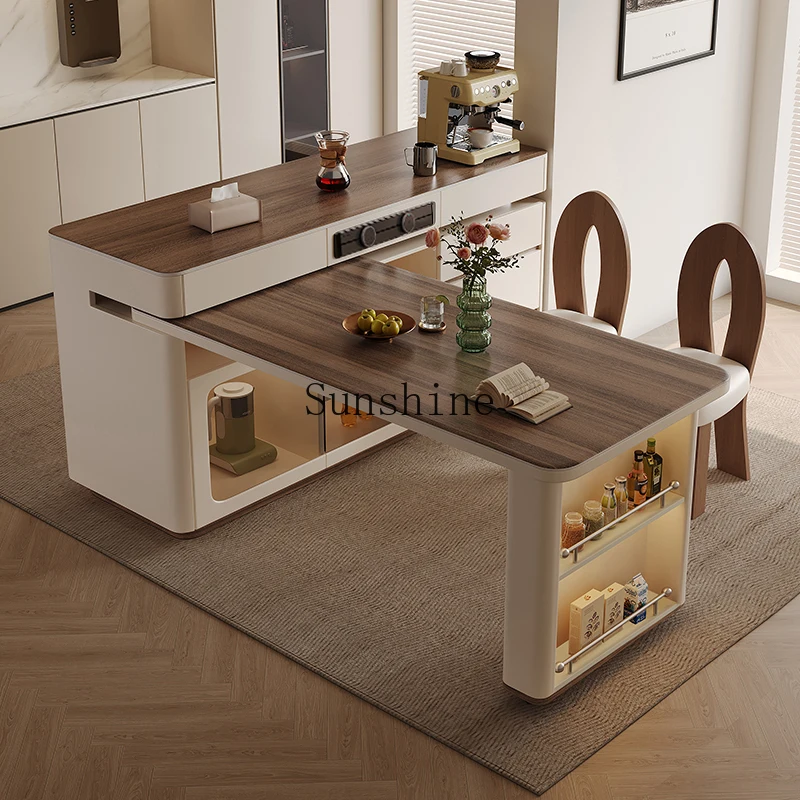 Retro medieval solid wood telescopic rotating island integrated dining table household rock slab against the wall multi-function
Retro medieval solid wood telescopic rotating island integrated dining table household rock slab against the wall multi-function