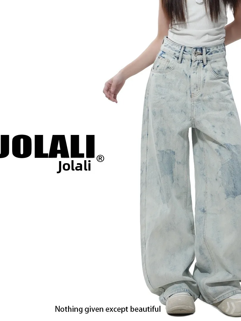High Waist Denim Jeans Blue Cotton Straight Leg High Waist Heavy Industry Waed Tie Dye Design Trendy Brand ZUOLALI
High Waist Denim Jeans Blue Cotton Straight Leg High Waist Heavy Industry Waed Tie Dye Design Trendy Brand ZUOLALI