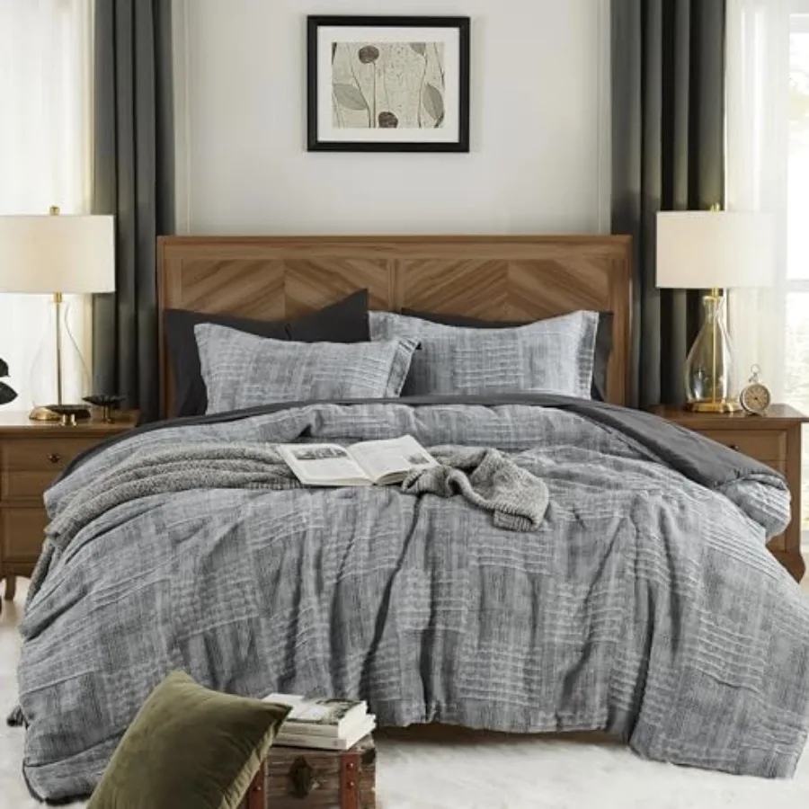 Comforter Set, Textured Design Grey Crinkle Bed in A Bag Size, Comforter Set with 7 Pieces with Comforter, Sheets, Pillowcases
Comforter Set, Textured Design Grey Crinkle Bed in A Bag Size, Comforter Set with 7 Pieces with Comforter, Sheets, Pillowcases