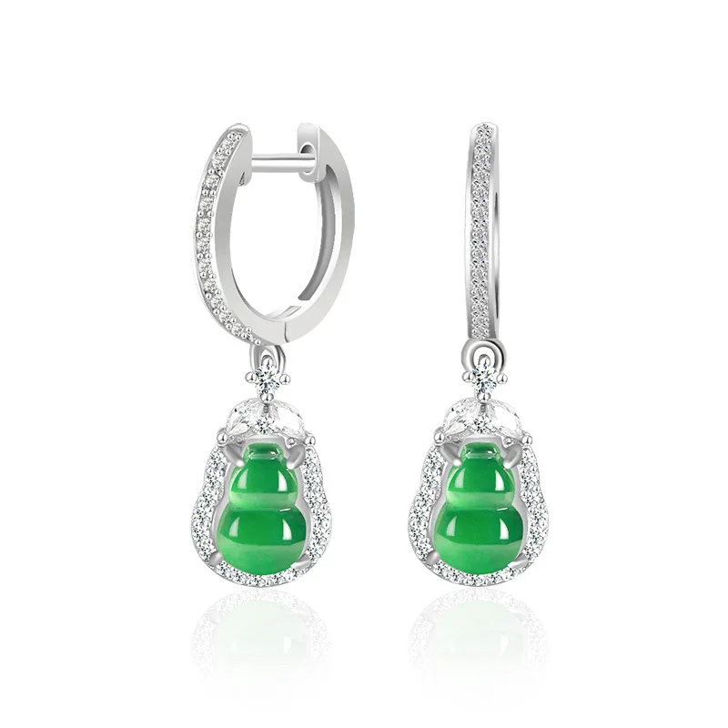 Natural A-grade Jade Sun Green Gourd Earrings Ice Jade S925 Silver Inlaid Women's Gifts High End Fashion Jewelry DropShipping
Natural A-grade Jade Sun Green Gourd Earrings Ice Jade S925 Silver Inlaid Women's Gifts High End Fashion Jewelry DropShipping