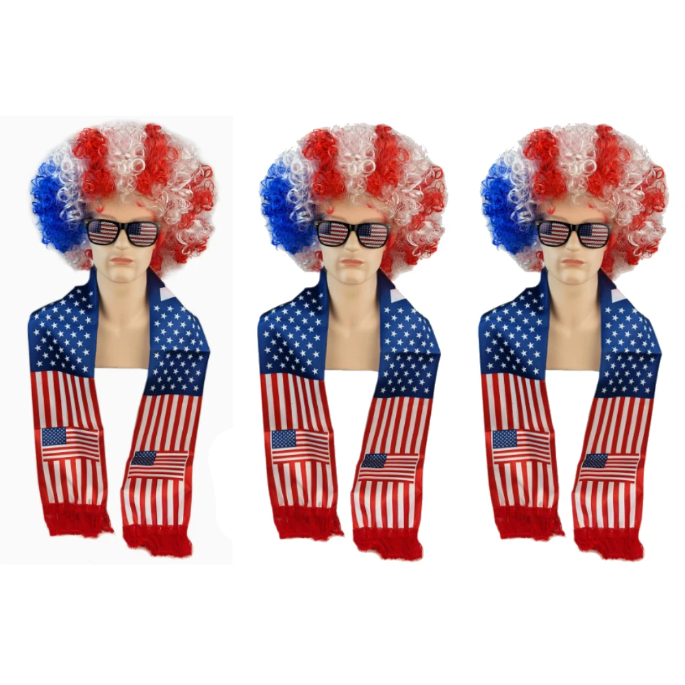 3 sets Soccer Match National Flag Color Explosion Hair Wig Fan Hairpiece Scarf Glasses Set National Team Costume Party Supplies
3 sets Soccer Match National Flag Color Explosion Hair Wig Fan Hairpiece Scarf Glasses Set National Team Costume Party Supplies
