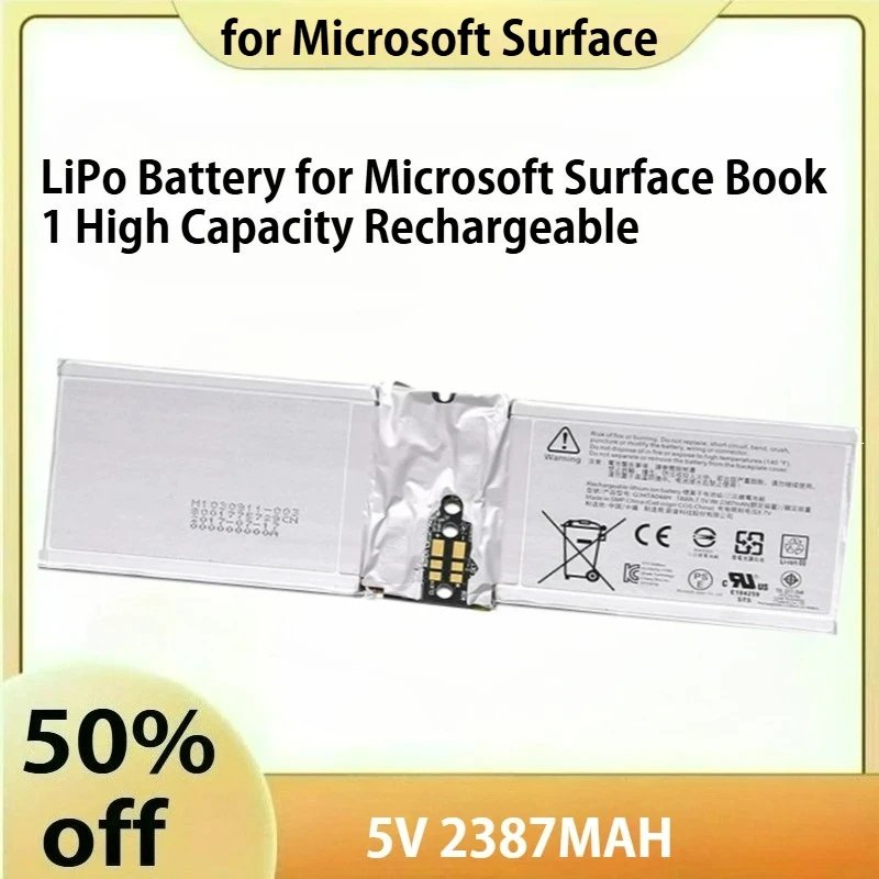 LiPo аккумулятор 5 В, 2387 мАч для Microsoft Surface Book 1, перезаряжаемый большой емкости
LiPo аккумулятор 5 В, 2387 мАч для Microsoft Surface Book 1, перезаряжаемый большой емкости