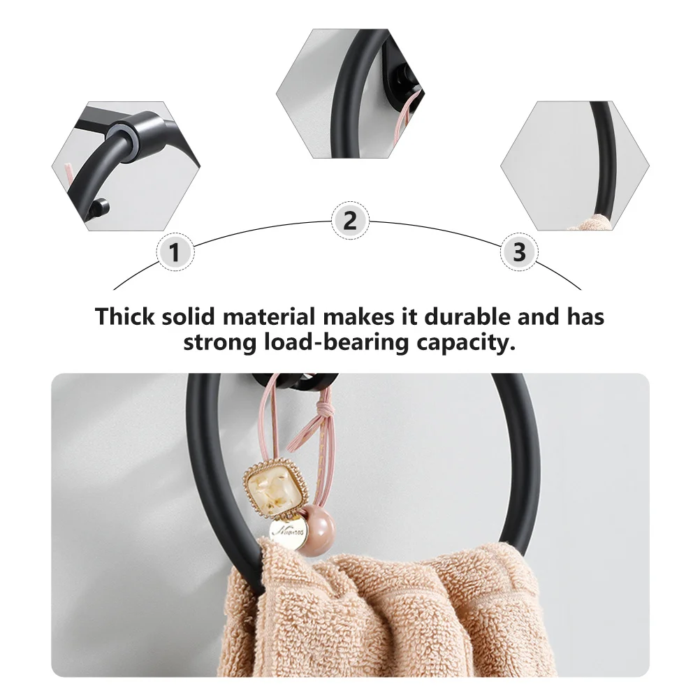 1Pcs Black Aluminum Towel Ring Thick Round Bathroom Accessory No-Punch Installation Rust-Proof Waterproof Towel Holder for Wall
1Pcs Black Aluminum Towel Ring Thick Round Bathroom Accessory No-Punch Installation Rust-Proof Waterproof Towel Holder for Wall