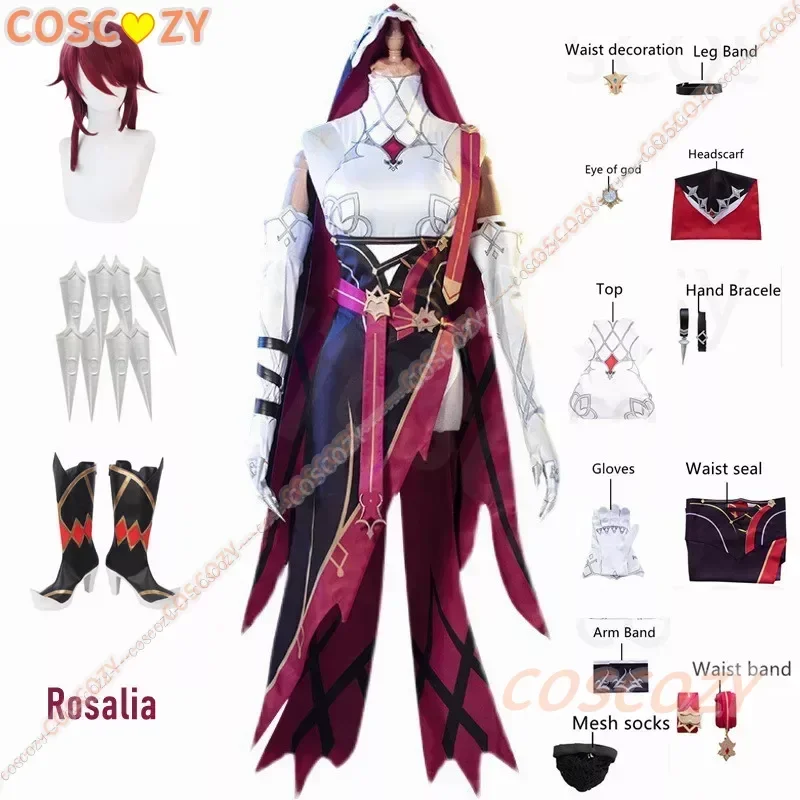 Женский костюм унисекс для косплея Genshin Impact Rosaria, полный комплект с красным париком, туфлями и моналией
Женский костюм унисекс для косплея Genshin Impact Rosaria, полный комплект с красным париком, туфлями и моналией