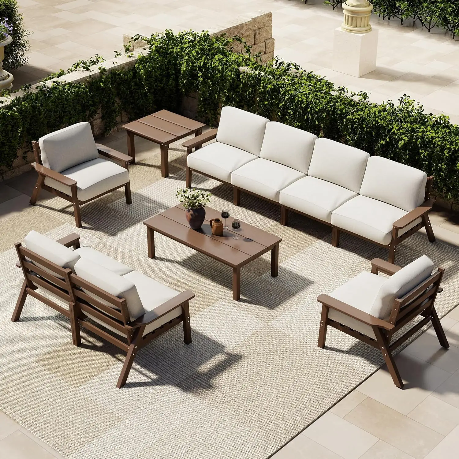 4-Seater and 2-Seater Outdoor Sofas with Beige Washable Thick Cushions, Patio Conversation Sets for Lawn,Deck (Brown Frame)
4-Seater and 2-Seater Outdoor Sofas with Beige Washable Thick Cushions, Patio Conversation Sets for Lawn,Deck (Brown Frame)