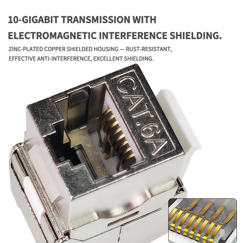10 Pieces CAT.6A Shielded Tool-less RJ45 Keystone Jack with Up-Down Crimp and 10Gbps Network Data Connector for Shielded Cable
10 Pieces CAT.6A Shielded Tool-less RJ45 Keystone Jack with Up-Down Crimp and 10Gbps Network Data Connector for Shielded Cable