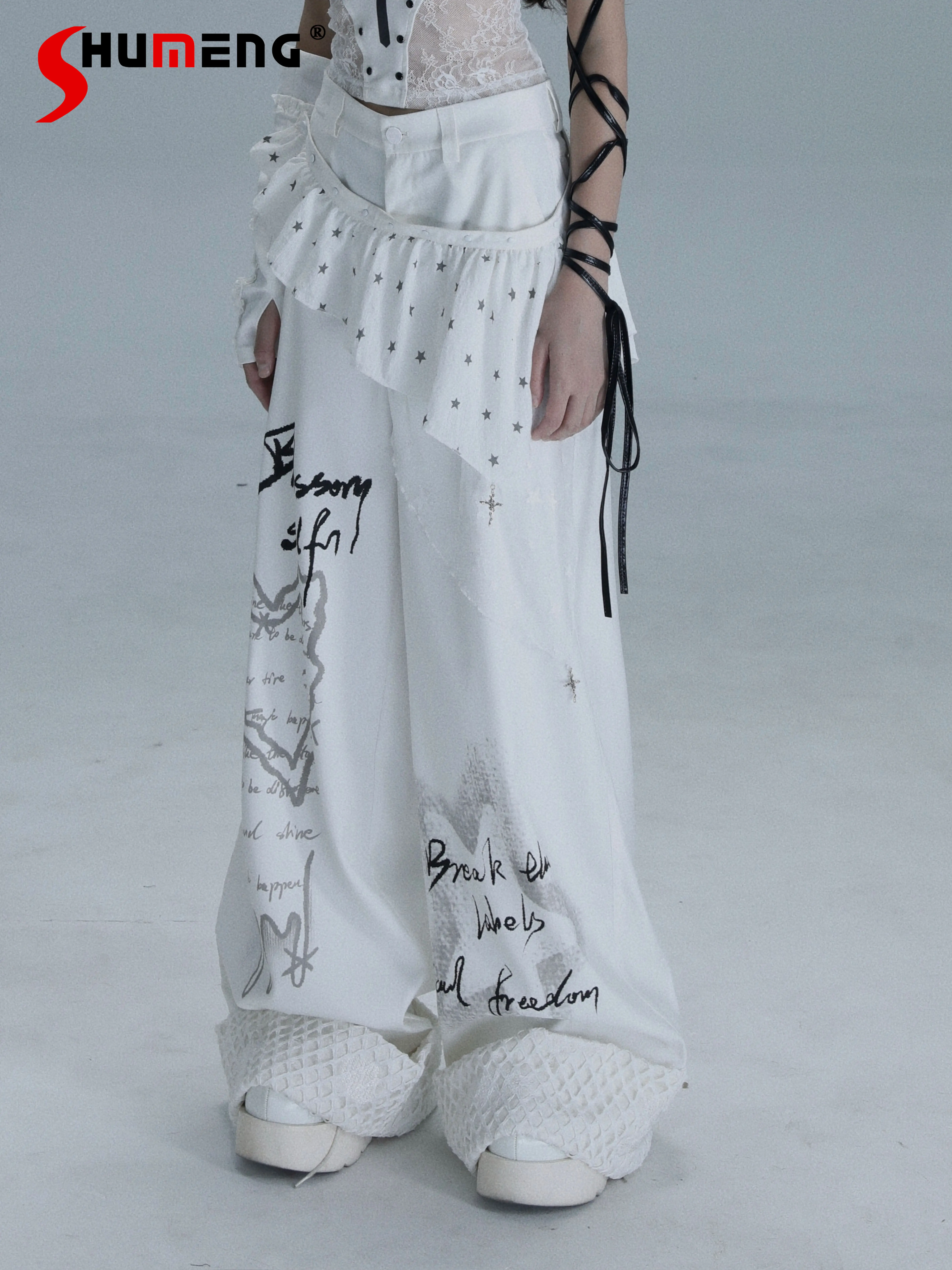 Original Subculture Punk Style White Pants for Women Spring and Summer New Girl's Sweet Cool Fashion Print Loose Wide-leg Pants
Original Subculture Punk Style White Pants for Women Spring and Summer New Girl's Sweet Cool Fashion Print Loose Wide-leg Pants