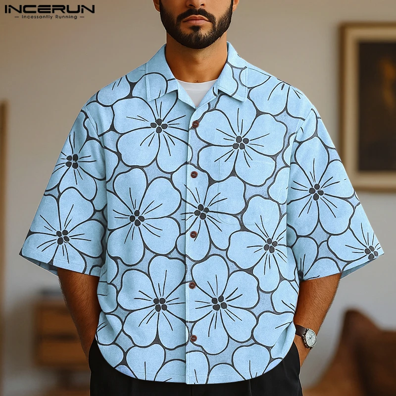 INCERUN Men Shirt Flower Printing Lapel Half Sleeve Loose Button Men Clothing Streetwear Summer Fashion Casual Camisas Tops
INCERUN Men Shirt Flower Printing Lapel Half Sleeve Loose Button Men Clothing Streetwear Summer Fashion Casual Camisas Tops