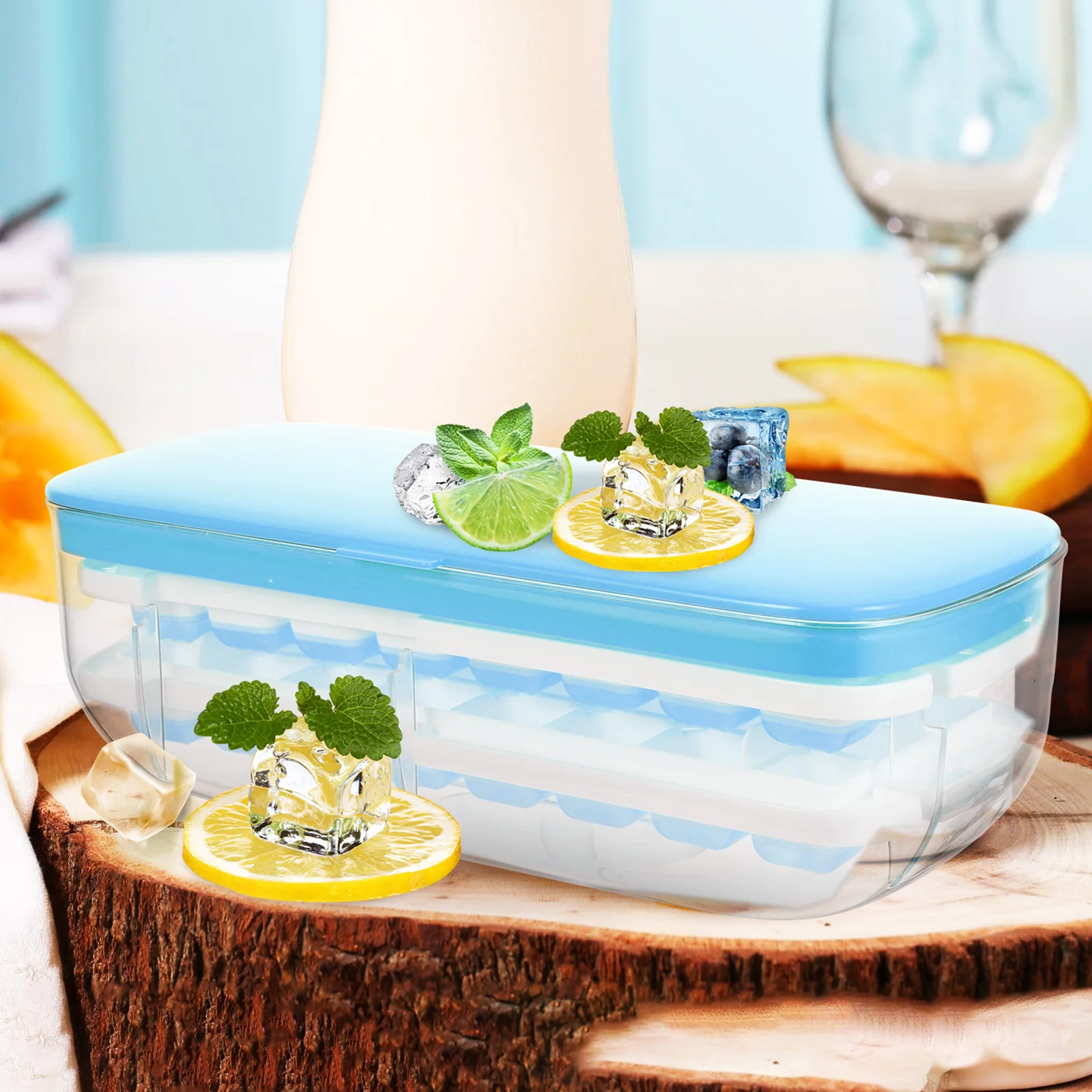 1 комплект, силиконовая форма для лотка для кубиков льда с крышкой, легкосъемный портативный легкий многоразовый льдогенератор для напитков, воды, кофе 
1 комплект, силиконовая форма для лотка для кубиков льда с крышкой, легкосъемный портативный легкий многоразовый льдогенератор для напитков, воды, кофе