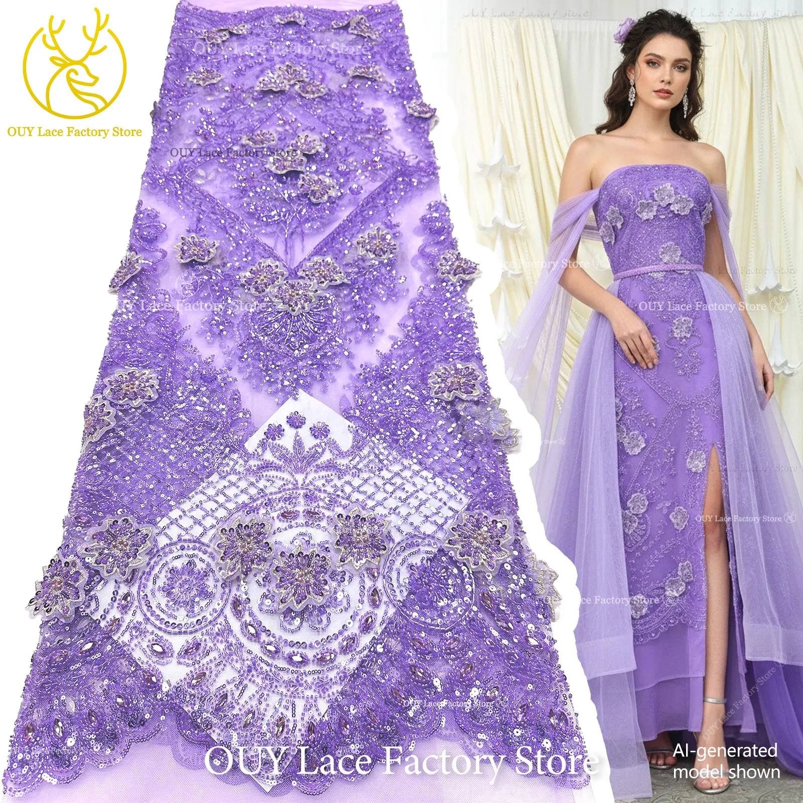 3D Embroidery Flower French Mesh Stone Lace Fabric 2026 African Nigerian Tulle Beaded Sequins Lace Fabric For Wedding Sewing
3D Embroidery Flower French Mesh Stone Lace Fabric 2026 African Nigerian Tulle Beaded Sequins Lace Fabric For Wedding Sewing