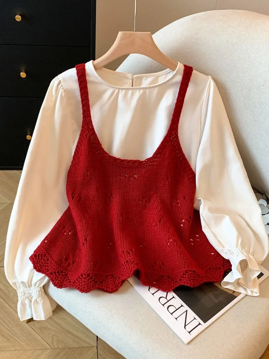 Korean Style Lace Knitted Strap Vest Women's Short Loose Sleeveless Sweater Vest Spring New Arrival Anti-aging Fashion
Korean Style Lace Knitted Strap Vest Women's Short Loose Sleeveless Sweater Vest Spring New Arrival Anti-aging Fashion