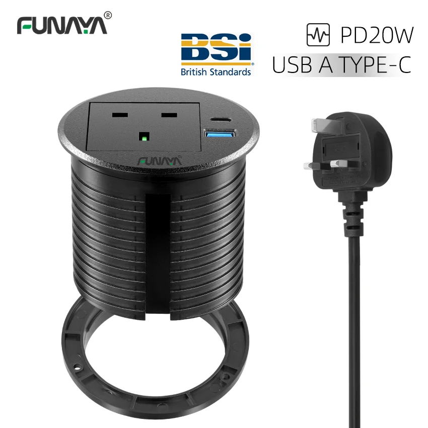 FUNAYA Desk Socket with USB C Desk Plug Socket Grommet with UK Plug USB Type-c Ports, 2M Cable, Recessed Socket for Home Office
FUNAYA Desk Socket with USB C Desk Plug Socket Grommet with UK Plug USB Type-c Ports, 2M Cable, Recessed Socket for Home Office