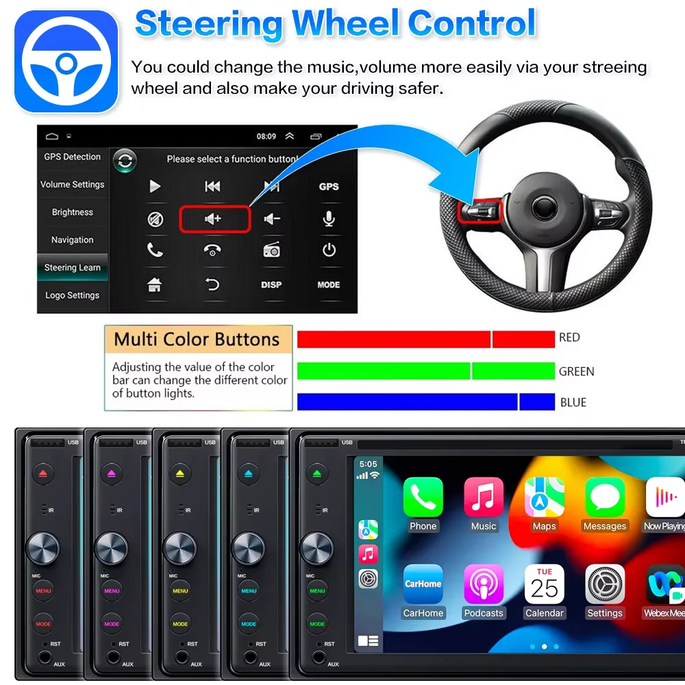 Touch Screen MirrorLink Car Multimedia Player Bluetooth Stereo Audio Voice Control Carplay& Android Auto
Touch Screen MirrorLink Car Multimedia Player Bluetooth Stereo Audio Voice Control Carplay& Android Auto
