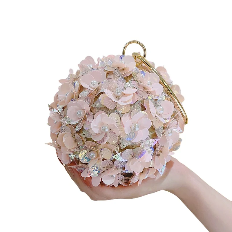 Fairy Pink Stereo Flower Round Handbag Luxury Small Evening Bags Sweet Prom Party Bracelet Bowling Bag with Shoulder Chain
Fairy Pink Stereo Flower Round Handbag Luxury Small Evening Bags Sweet Prom Party Bracelet Bowling Bag with Shoulder Chain