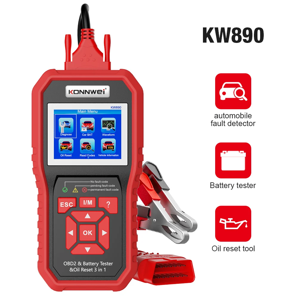 New Automotive OBD2 Scanner Oil Reset Light OBD2 Reader Professional 12V Car Battery Tester Analyzer Auto Tool KONNWEI KW890
New Automotive OBD2 Scanner Oil Reset Light OBD2 Reader Professional 12V Car Battery Tester Analyzer Auto Tool KONNWEI KW890