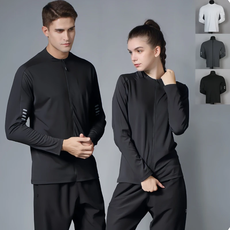 Cycling and running training, long sleeved fitness suit quick drying sports jacket men's and women's loose and slimming top autu
Cycling and running training, long sleeved fitness suit quick drying sports jacket men's and women's loose and slimming top autu