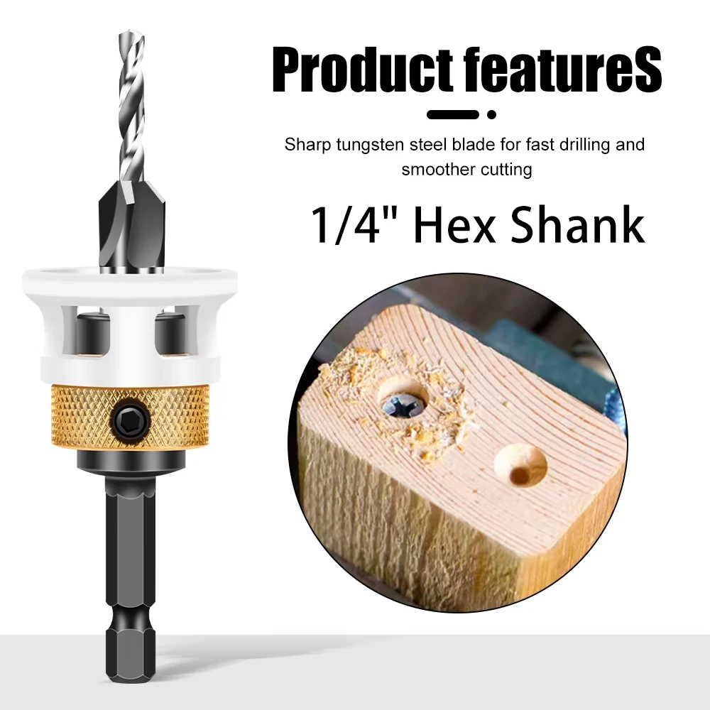 Countersink Drill Bit With Depth Stop Four Flute Alloy Head Taper Hole Adjustable Step Drill For Hidden Screw Woodworking Tool
Countersink Drill Bit With Depth Stop Four Flute Alloy Head Taper Hole Adjustable Step Drill For Hidden Screw Woodworking Tool