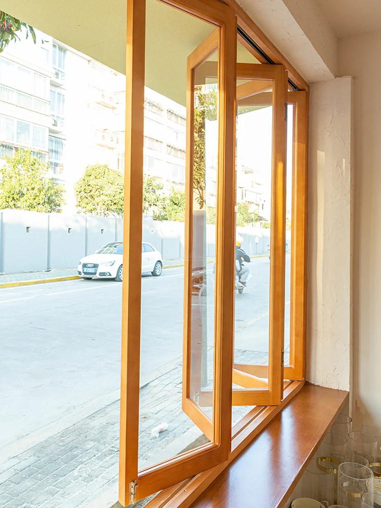 Pure solid wood left and right push-pull folding window Customized storefront glass window Cinnamomum pine material color style
Pure solid wood left and right push-pull folding window Customized storefront glass window Cinnamomum pine material color style