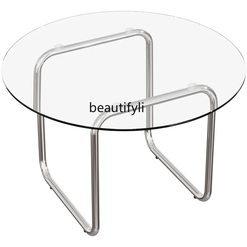 Nordic Stainless Steel Living Room round Tea Table Simple Reception Tea Table Transparent Glass
Nordic Stainless Steel Living Room round Tea Table Simple Reception Tea Table Transparent Glass
