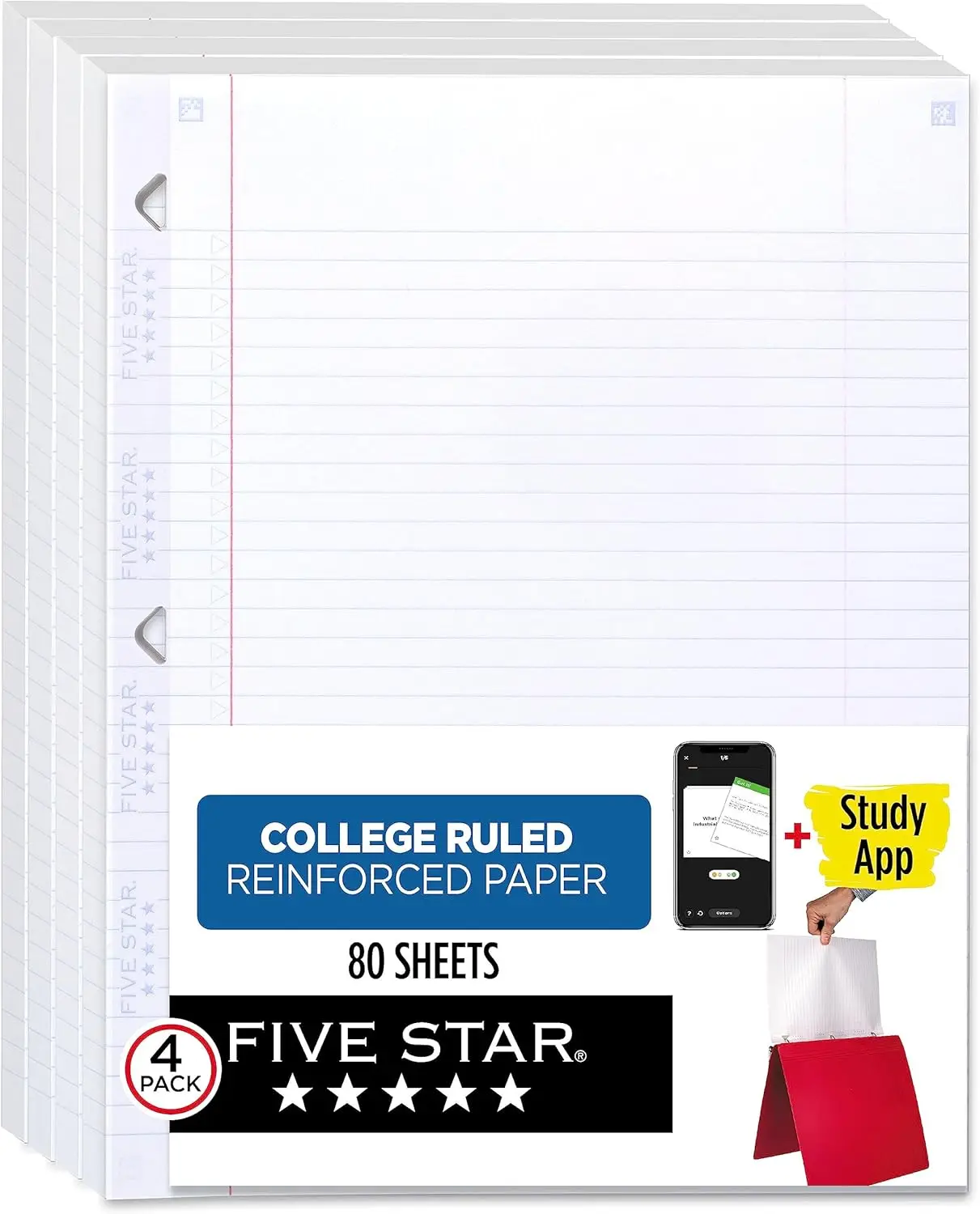 College Ruled Filler Paper 4 Pack, 8.5 x 11, 80 Sheets Each, Reinforced Loose Leaf Notebook Paper for Notes & Homework
College Ruled Filler Paper 4 Pack, 8.5 x 11, 80 Sheets Each, Reinforced Loose Leaf Notebook Paper for Notes & Homework