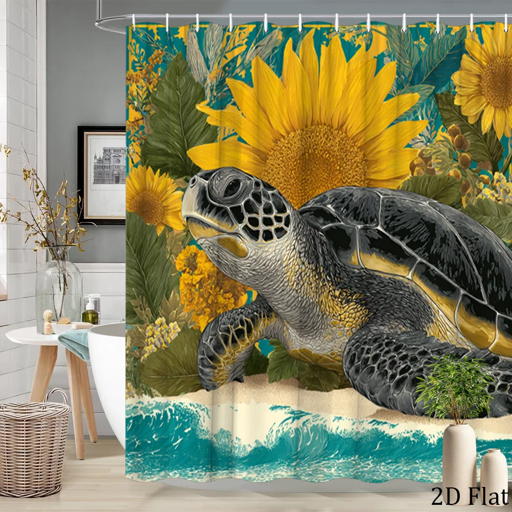 Exquisite Tropical Sunflower Sea Turtle Print Shower Curtain Waterproof Bathroom Jungle Decoration Curtain 180x200cm
Exquisite Tropical Sunflower Sea Turtle Print Shower Curtain Waterproof Bathroom Jungle Decoration Curtain 180x200cm