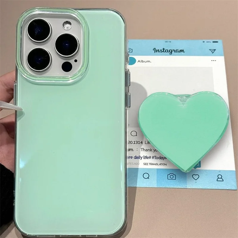 White background double-layer painted small fresh mint green phone case with heart-shaped stand for iPhone 11 12 13 14 15 16
White background double-layer painted small fresh mint green phone case with heart-shaped stand for iPhone 11 12 13 14 15 16