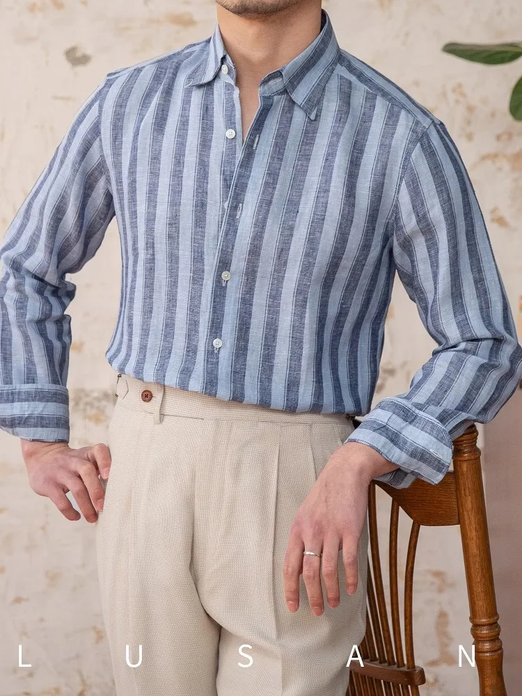 Men's 100% Linen Shirt - Summer Lightweight Striped Casual Italian Breathable Outdoor Top
Men's 100% Linen Shirt - Summer Lightweight Striped Casual Italian Breathable Outdoor Top