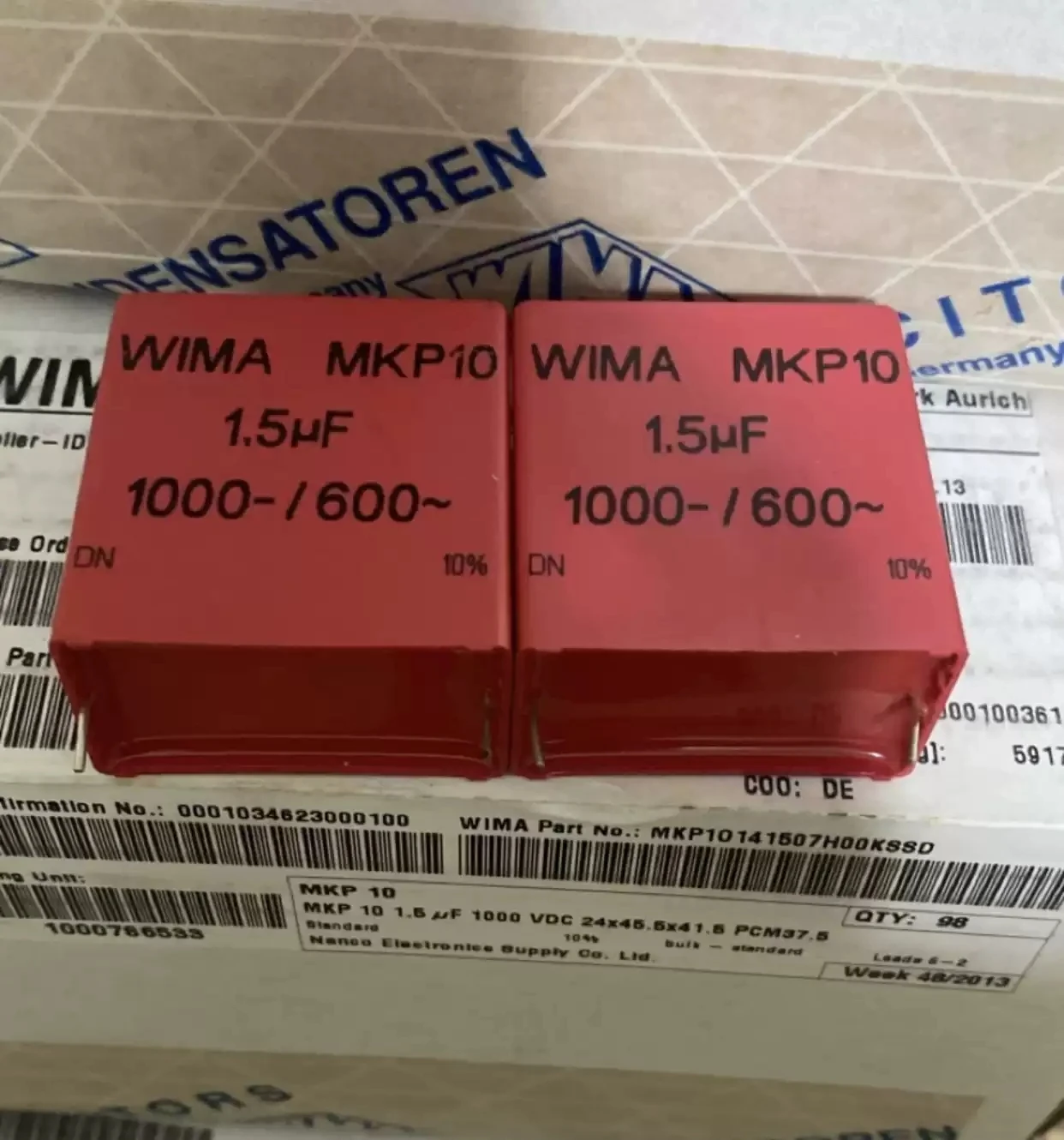 1.5UF 1000V New Weima WIMA 1000V155 1U5 1KV MKP10 Audio Fever Capacitor
1.5UF 1000V New Weima WIMA 1000V155 1U5 1KV MKP10 Audio Fever Capacitor