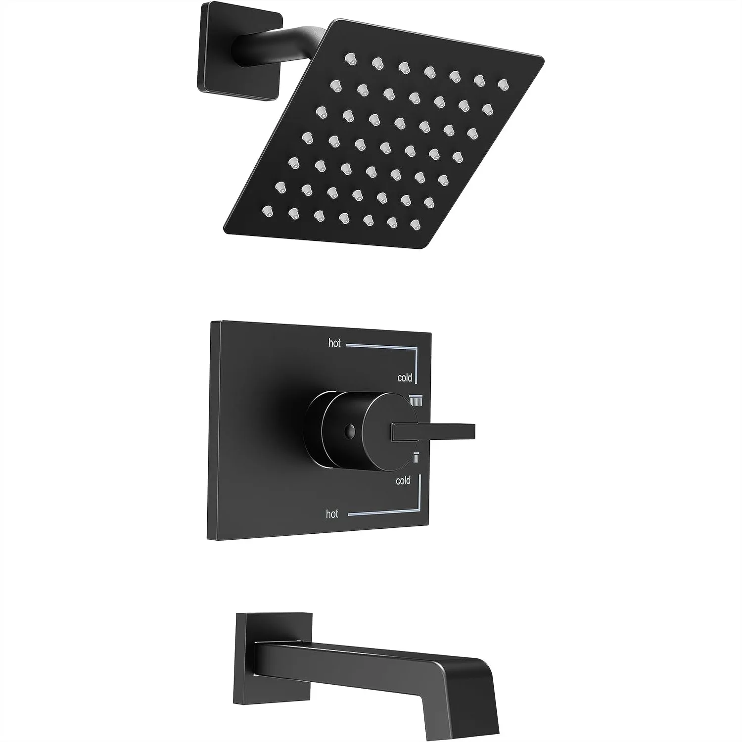 Complete Shower Fixture Set with 6-Inch Rain Shower Head and Tub Spout, Single Handle Mixer Valve Included, Matte Black
Complete Shower Fixture Set with 6-Inch Rain Shower Head and Tub Spout, Single Handle Mixer Valve Included, Matte Black