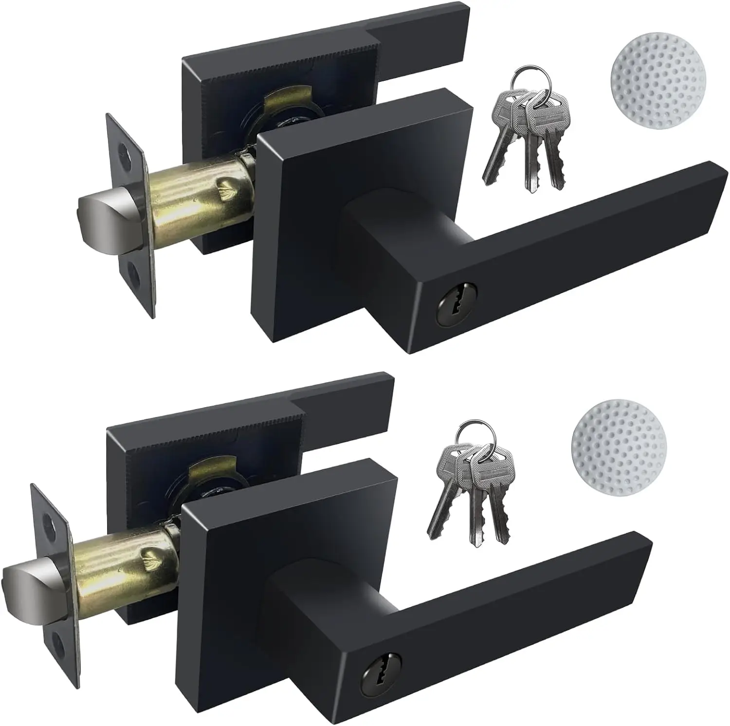 2 Pack Matte Black Door Handle Heavy Duty, Keyed Alike Entry Lever with Lock and Key for Bedroom, Bathroom, Front Door
2 Pack Matte Black Door Handle Heavy Duty, Keyed Alike Entry Lever with Lock and Key for Bedroom, Bathroom, Front Door