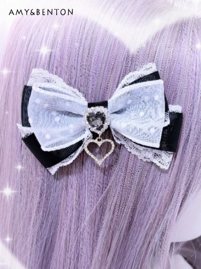 Original Japanese Style Mass-Produced Lace Bow Heart Diamond Cross Hair Clip Lolita Double Ponytail Cute Girl Hair Accessories
Original Japanese Style Mass-Produced Lace Bow Heart Diamond Cross Hair Clip Lolita Double Ponytail Cute Girl Hair Accessories