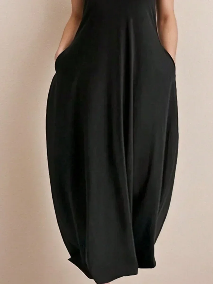 Plus Size Solid V-Neck Loose Dress With Tie Waist And Pockets Summer
Plus Size Solid V-Neck Loose Dress With Tie Waist And Pockets Summer