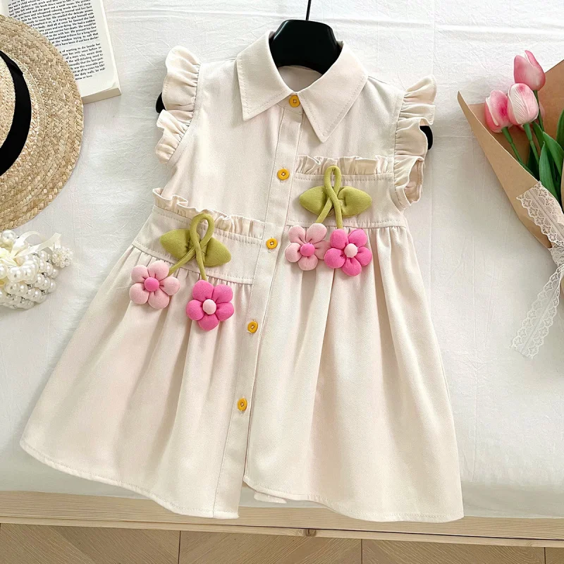 2026New Summer Sleeveless Shirt Dress for Girls, Baby Shirt Collar Sunflower Dress
2026New Summer Sleeveless Shirt Dress for Girls, Baby Shirt Collar Sunflower Dress