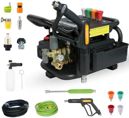 2025 Upgraded 100bar 2.3GPM Commercial Electric Pressure Washer–PM Inverter 3HP Motor,Horizontal Triplex Pump,Power
2025 Upgraded 100bar 2.3GPM Commercial Electric Pressure Washer–PM Inverter 3HP Motor,Horizontal Triplex Pump,Power