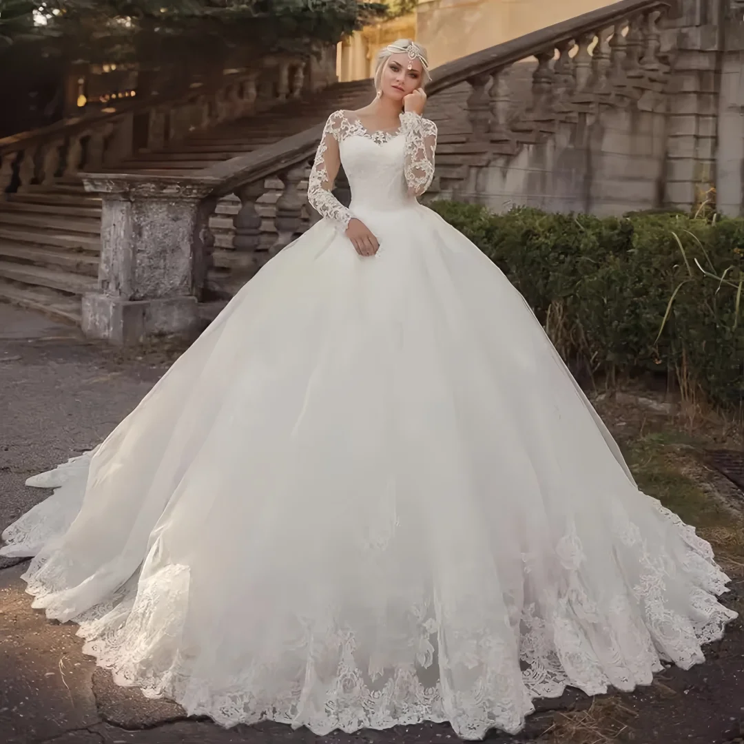 Customized Exquisite Wedding Party Dresses Ball Gown Long Sleeves Appliques Lace Bridal Gown Arabic Islamic Train Vestidos De
Customized Exquisite Wedding Party Dresses Ball Gown Long Sleeves Appliques Lace Bridal Gown Arabic Islamic Train Vestidos De