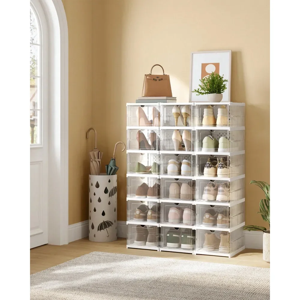 Foldable Shoe Boxes, Pack Of 18 Stackable Shoe Storage Organizer, Set Of 3 Integraed Shoe Cabinets, Portable, Fit To US Size
Foldable Shoe Boxes, Pack Of 18 Stackable Shoe Storage Organizer, Set Of 3 Integraed Shoe Cabinets, Portable, Fit To US Size
