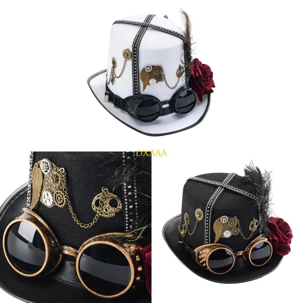 DXAA Steampunks Top Hat Universal Nonwoven Victorians Hat with Goggles Unisex Costume Hat HippiesHat Halloween Party Supply
DXAA Steampunks Top Hat Universal Nonwoven Victorians Hat with Goggles Unisex Costume Hat HippiesHat Halloween Party Supply